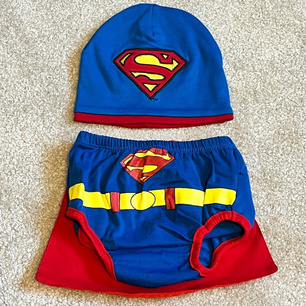 New Infant Superman Beanie & Diaper Cover